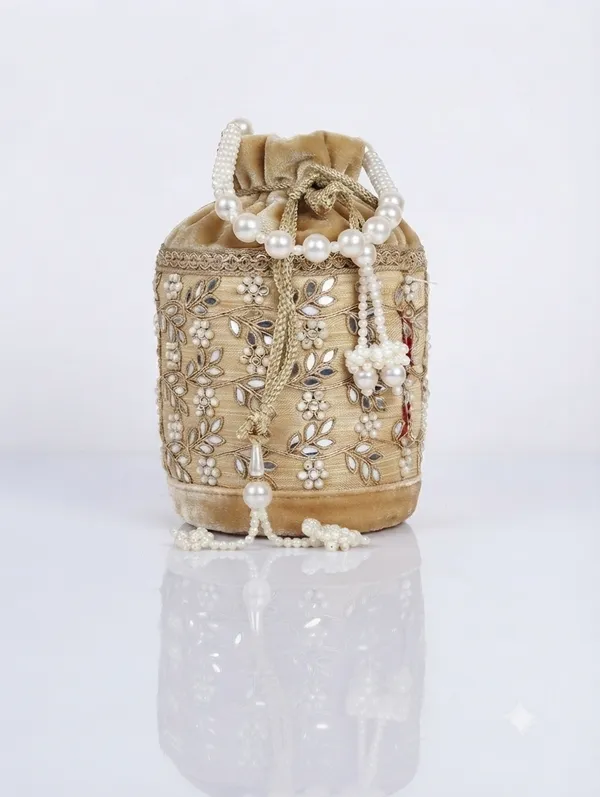 Golden_Polyester_Potli_Hand_Bag_For__Women