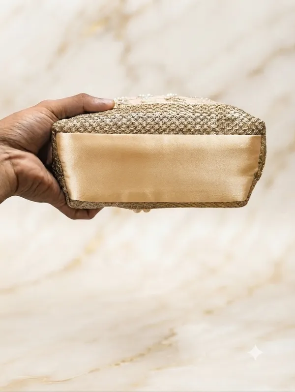 Golden_Polyester_Potli_Hand_Bag_For__Women