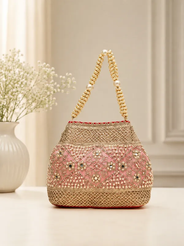 Pink_Polyester_Potli_Hand_Bag_For__Women