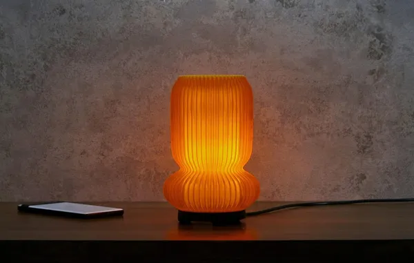 Orange_Ribbed_Contemporary_Table_Lamp