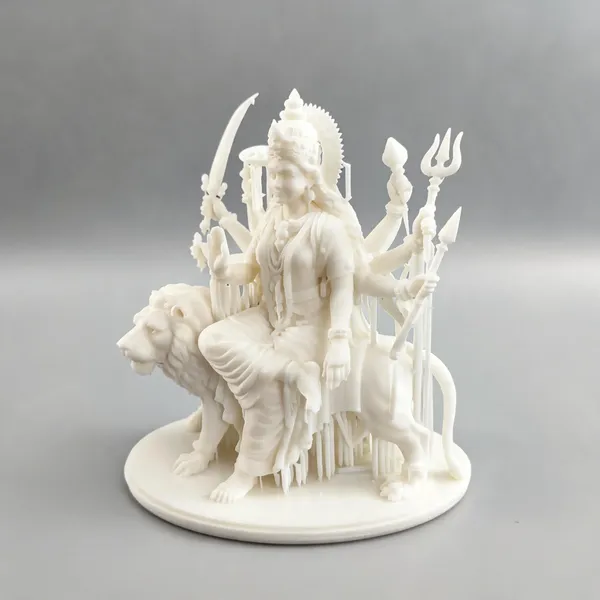 Durga_Resin_Idol_White_8Cm_Temple_Decor