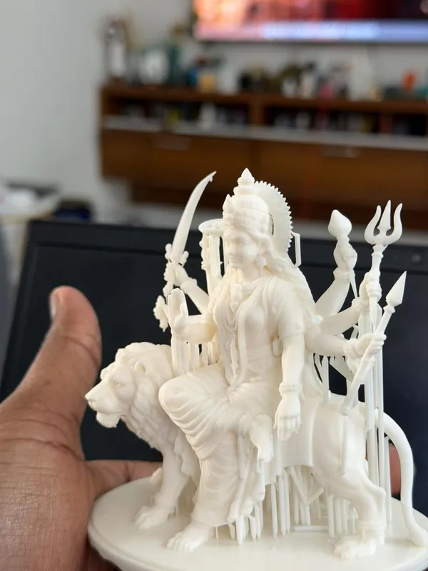 Durga_Resin_Idol_White_8Cm_Temple_Decor