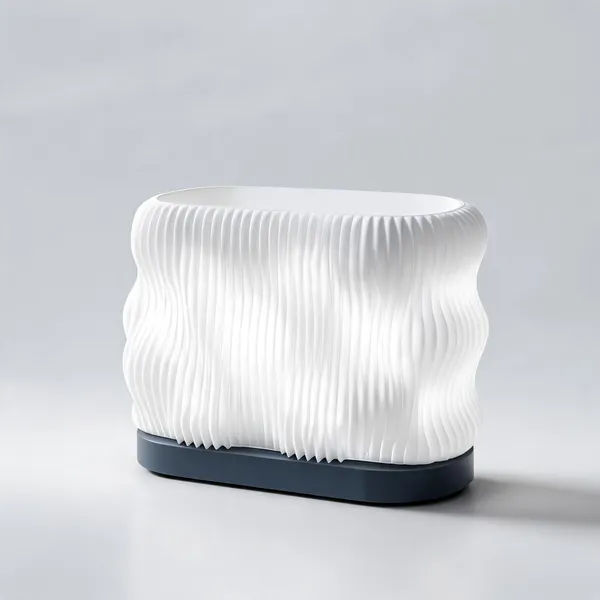 White_Blue_Ribbed_Sculptural_Glow_Table_Lamp