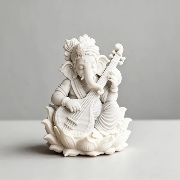 Ganesh_Resin_Idol_White_8Cm_Temple_Decor