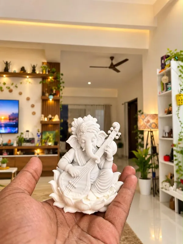 Ganesh_Resin_Idol_White_8Cm_Temple_Decor