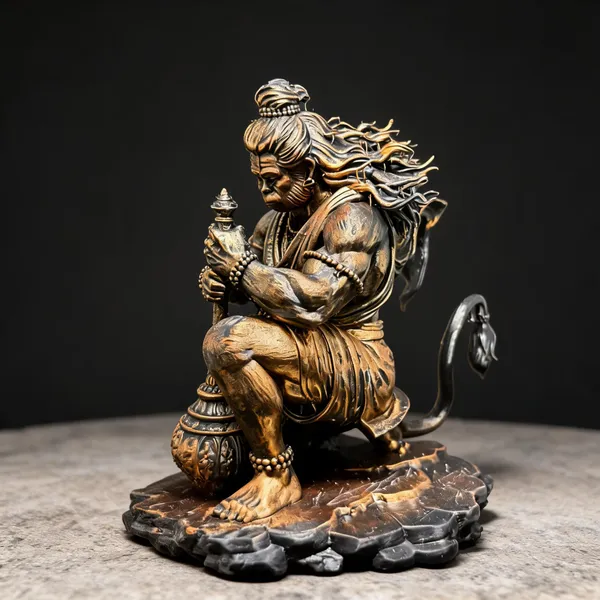 Hanuman_Resin_Idol_Golden_Black_8Cm_Temple_Decor