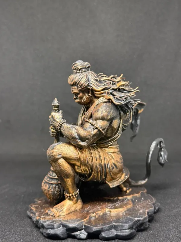 Hanuman_Resin_Idol_Golden_Black_8Cm_Temple_Decor