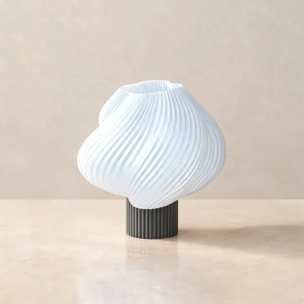 White_Sculptural_Ribbed_Decorative_Vase