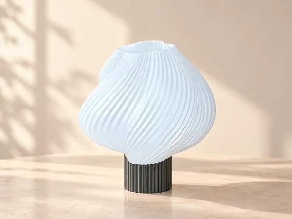 White_Sculptural_Ribbed_Decorative_Vase