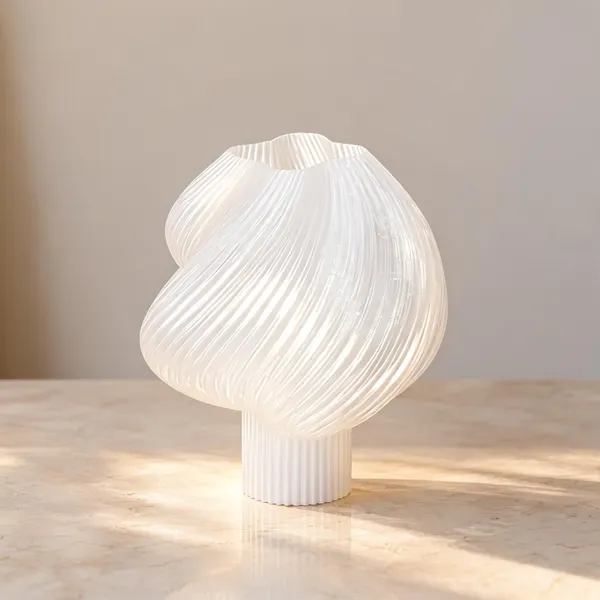 White_Sculptural_Ribbed_Decorative_Vase