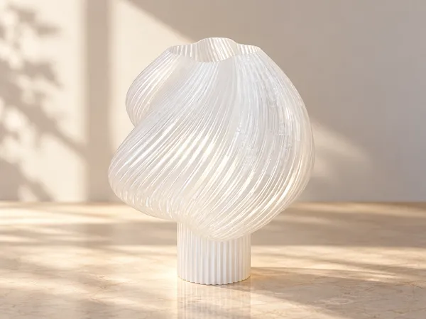 White_Sculptural_Ribbed_Decorative_Vase
