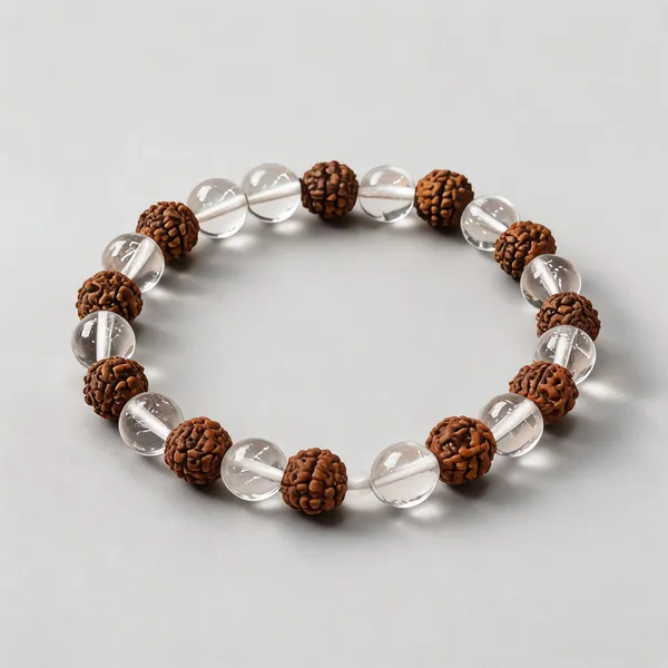Krystalsnmore_Rudraksha_&_Clear_Quartz_Bracelet