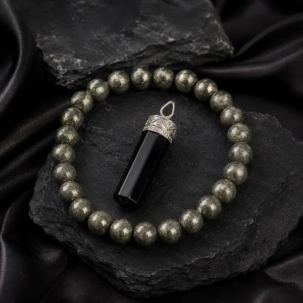 Krystalsnmore_Pyrite_Bracelet_and_Black_Tourmaline_Pendant_Combo