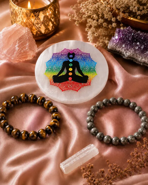 Krystalsnmore_Selenite_Plate,_Tiger's_Eye_and_Pyrite_Combo