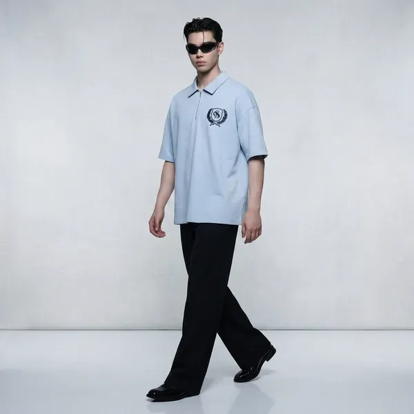 Sky_Blue_Cotton_Drop_Shoulder_Oversized_Typography_T_Shirt_For_Men