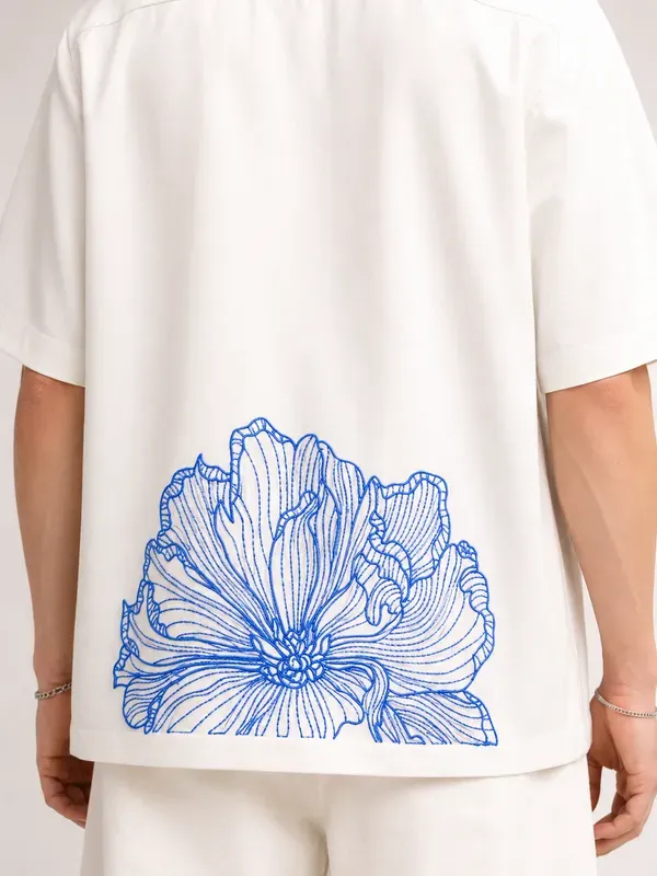 White_Cotton_Regular_Fit_Floral_Embroidered_Cuban_Collar_Shirt_For_Men