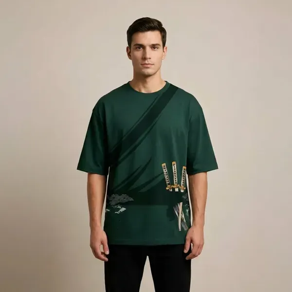 Green_Cotton_Oversized_Samurai_Graphic_T_Shirt_For_Men