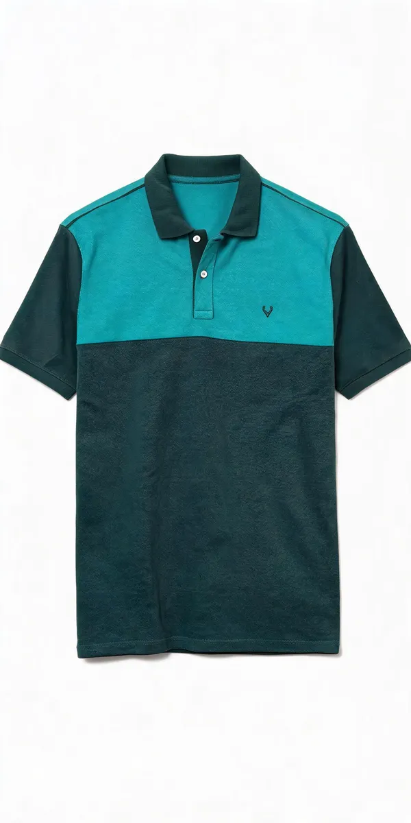Teal_And_Navy_Blue_Cotton_Colorblock_Polo_T-Shirt_For_Men