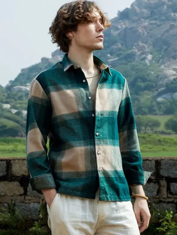 Hasal_Emerald_Check_Premium_Casual_Shirt