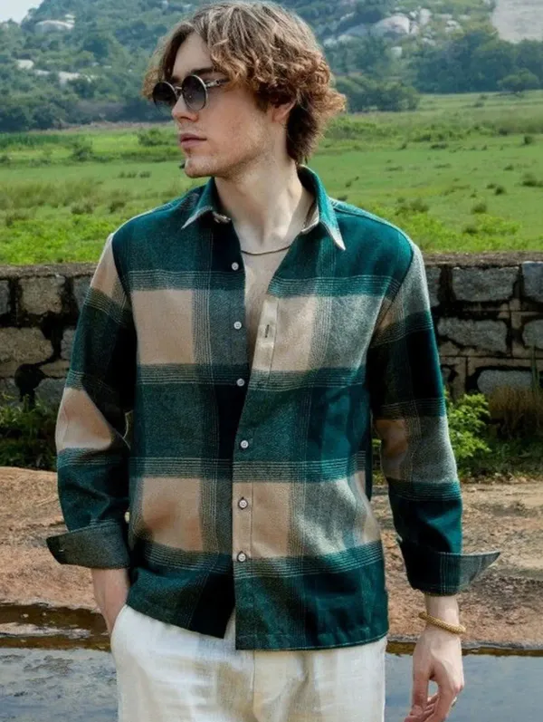 Hasal_Emerald_Check_Premium_Casual_Shirt