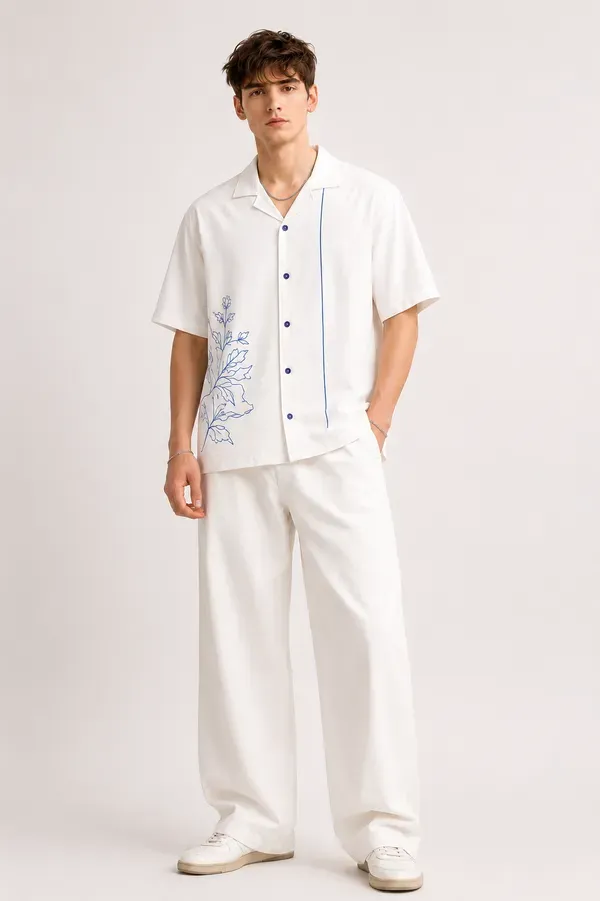 Blue_Botanical_Embroidered_Camp_Collar_Shirt_Off_White
