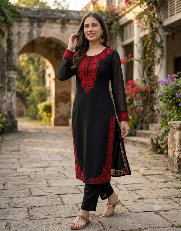 Black_Floral_Kurta_Set_for_Women