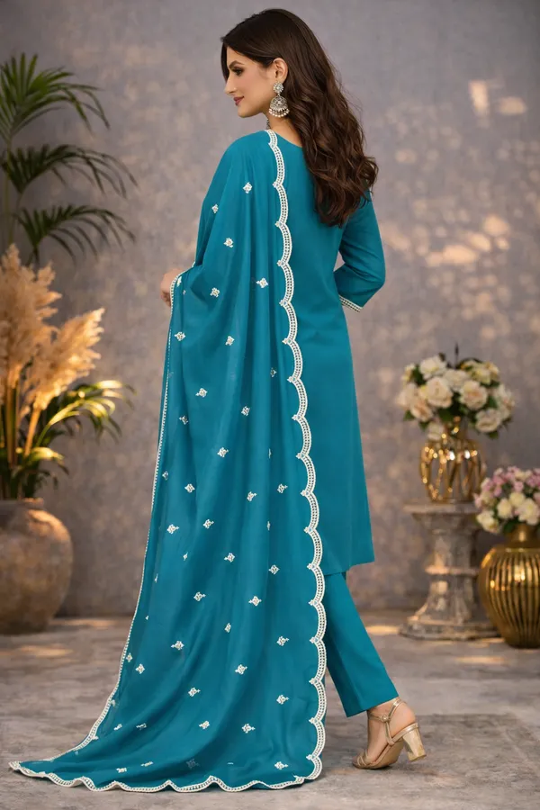 Teal_Embroidered_Straight_Suit_Set_for_Women