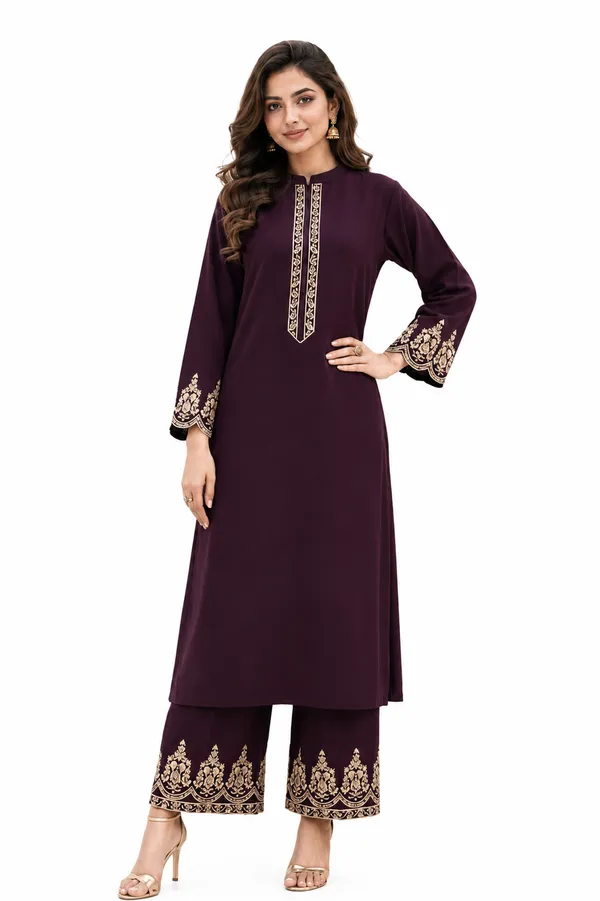 Maroon_Embroidered_Straight_Kurta_Set_for_Women