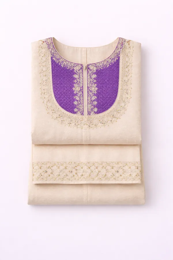 Cream_Embroidered_Flared_Kurta_Set_for_Women