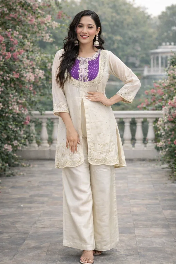 Cream_Embroidered_Flared_Kurta_Set_for_Women