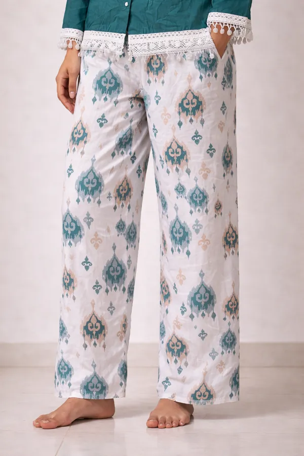 Teal_Button_Front_Pajama_Set_for_Women