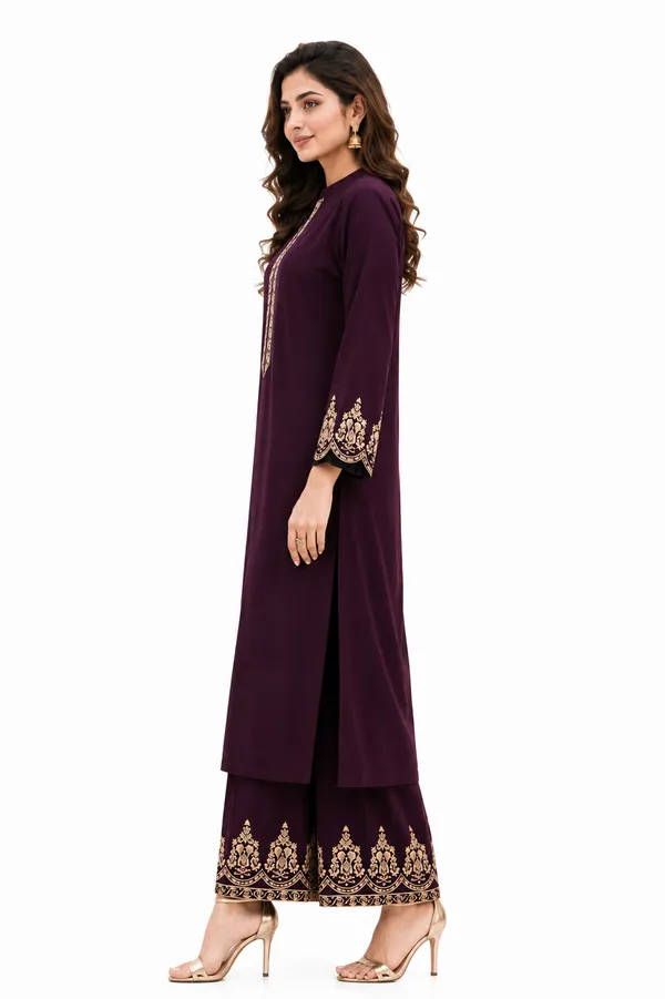 Maroon_Embroidered_Straight_Kurta_Set_for_Women