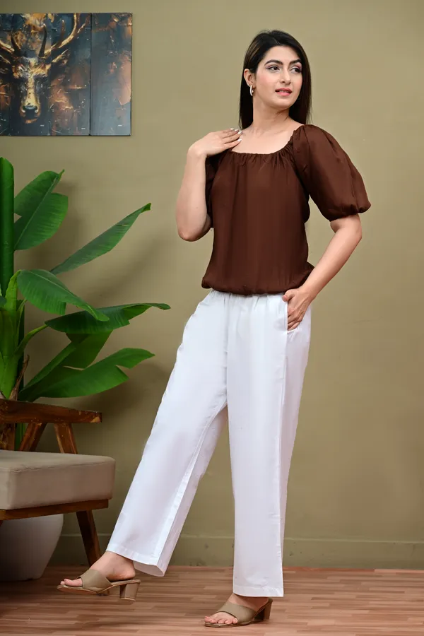 Brown_Puff_Sleeve_Square_Neck_Top_for_Women