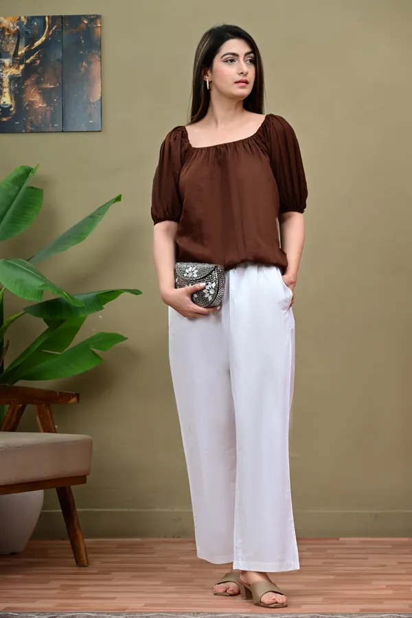 Brown_Puff_Sleeve_Square_Neck_Top_for_Women
