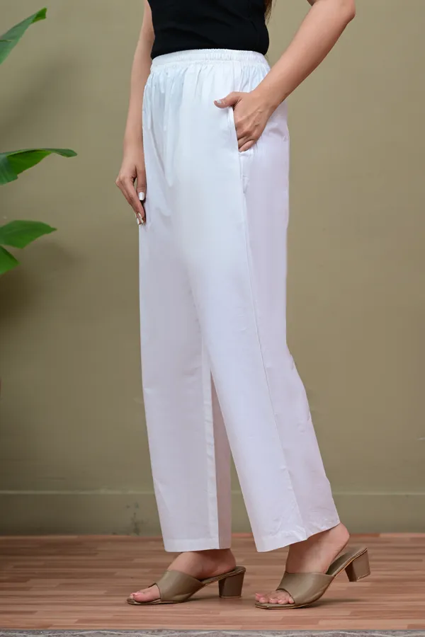 White_Elasticated_Straight_Leg_Pants_for_Women