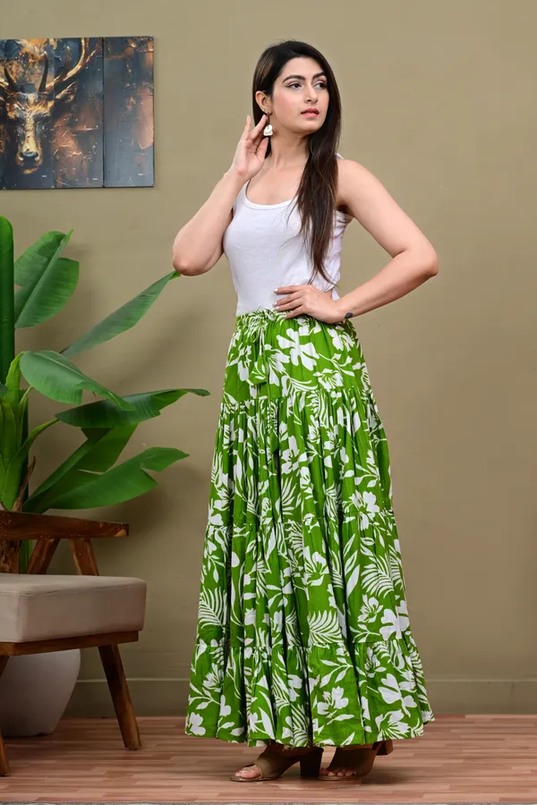 Green_Cotton_Flared_Maxi_Skirt_for_Women