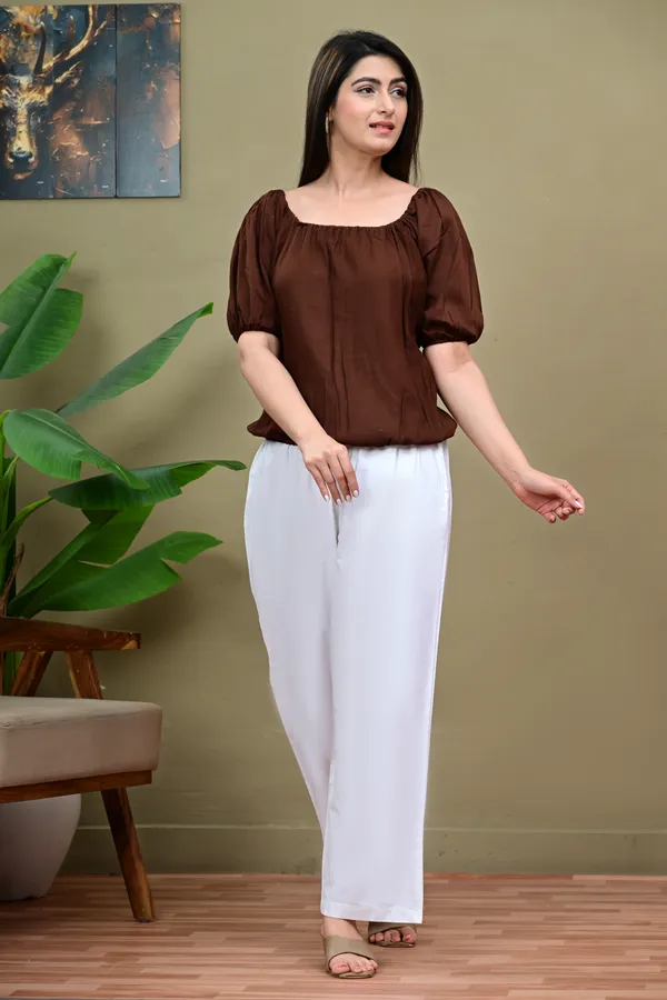 Brown_Puff_Sleeve_Square_Neck_Top_for_Women