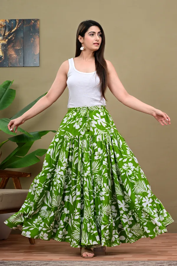 Green_Cotton_Flared_Maxi_Skirt_for_Women