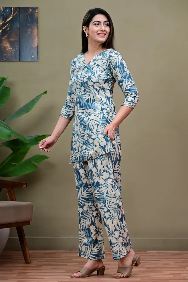 Blue_Floral_Print_Kurta_Pant_Set_for_Women