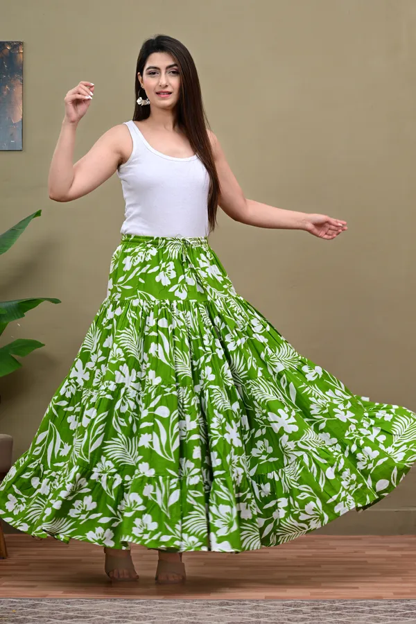 Green_Cotton_Flared_Maxi_Skirt_for_Women