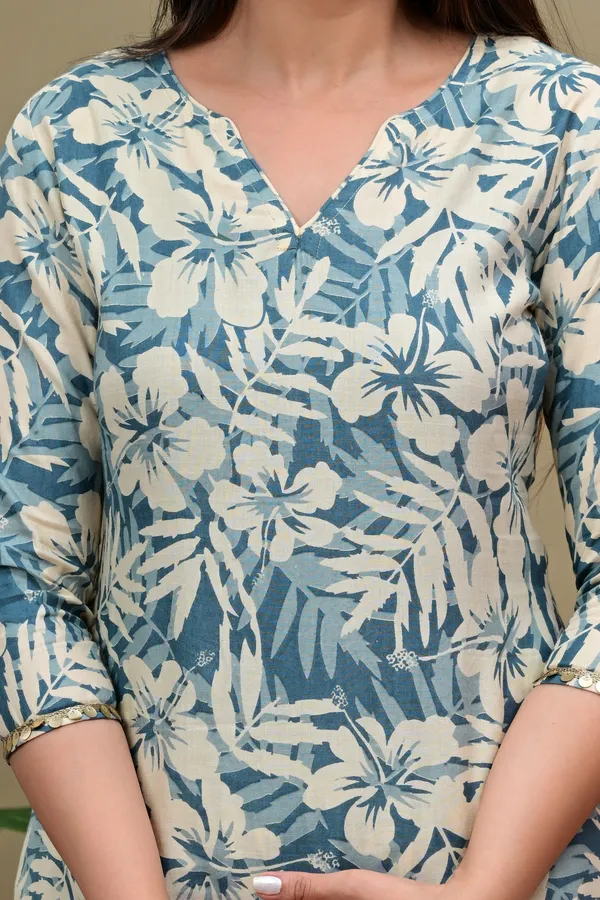 Blue_Floral_Print_Kurta_Pant_Set_for_Women