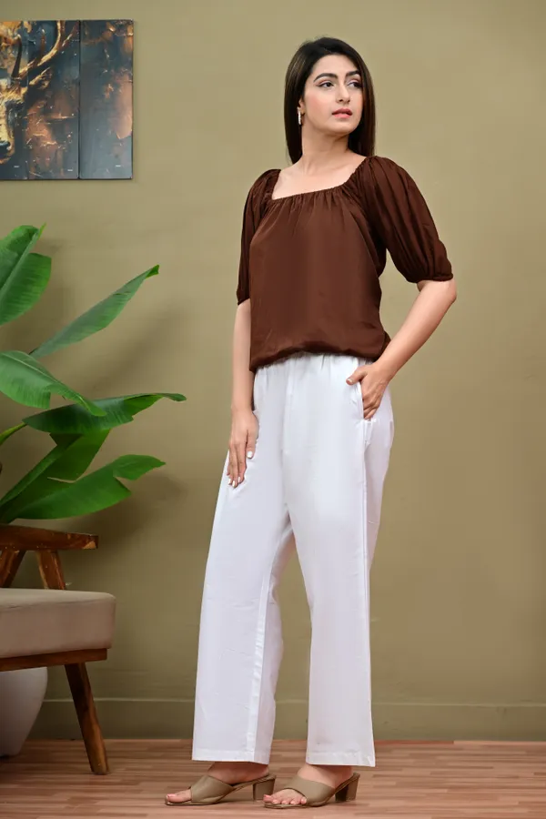 Brown_Puff_Sleeve_Square_Neck_Top_for_Women