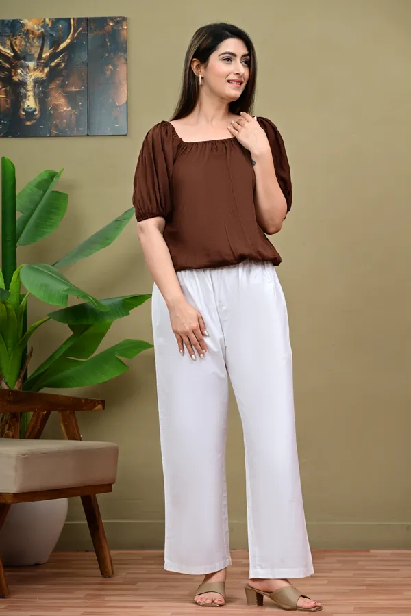 Brown_Puff_Sleeve_Square_Neck_Top_for_Women