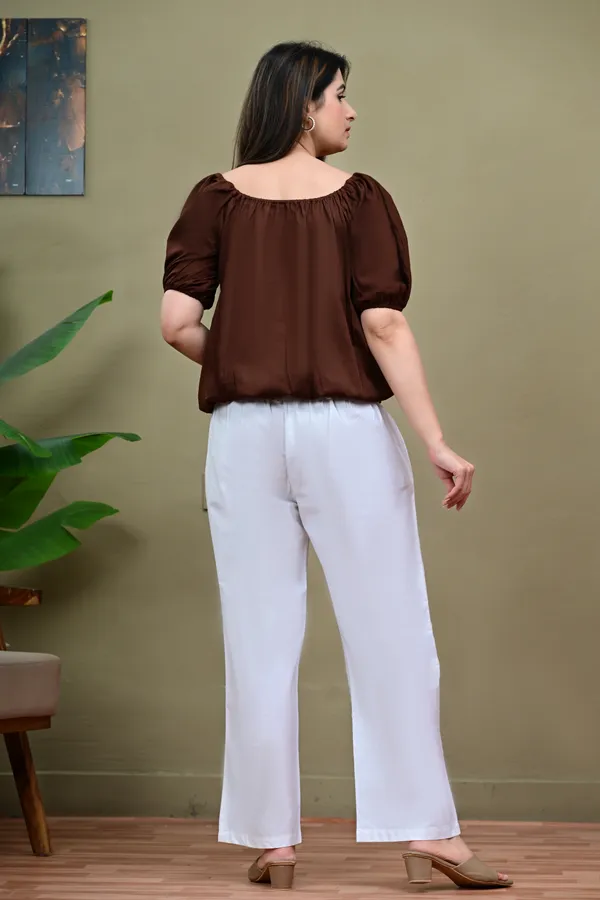 Brown_Puff_Sleeve_Square_Neck_Top_for_Women