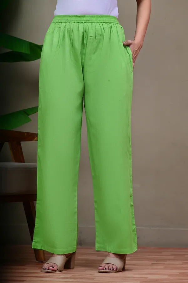 Green_Elasticated_Straight_Fit_Pants_for_Women