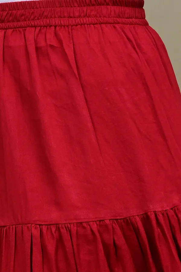 Red_Tiered_Flared_Skirt_for_Women