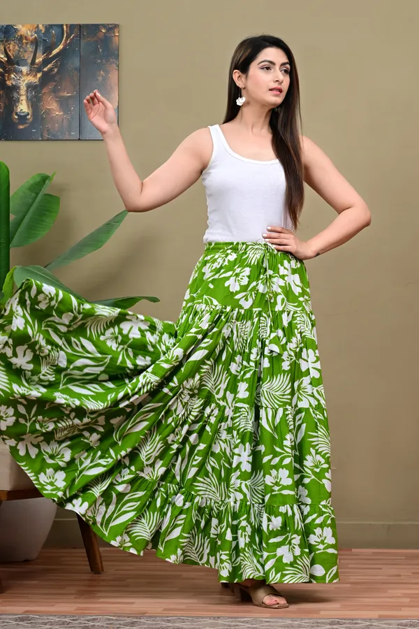 Green_Cotton_Flared_Maxi_Skirt_for_Women