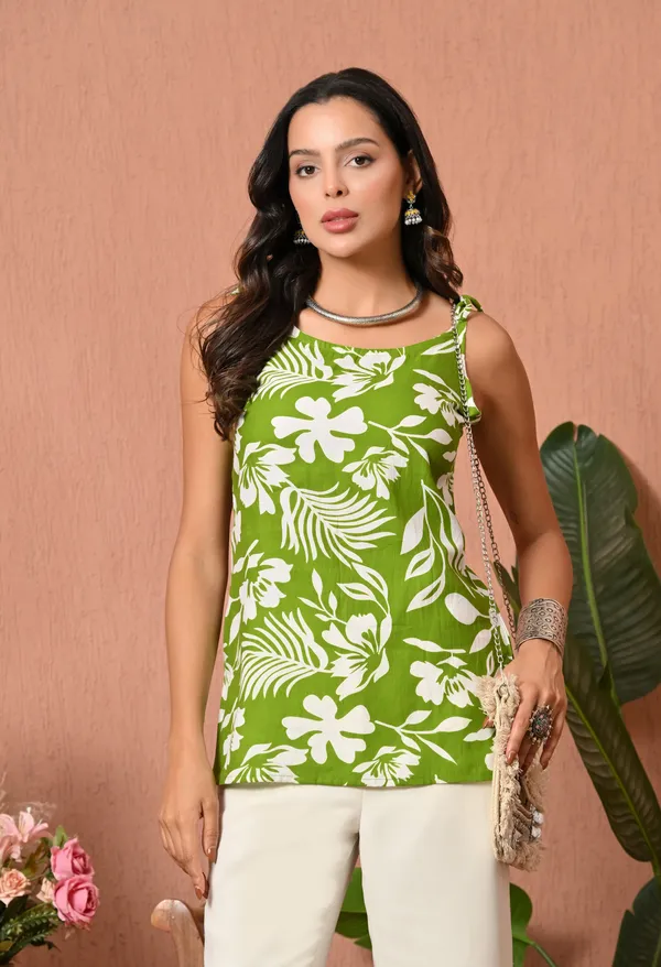 Green_Floral_Sleeveless_Top_for_Women