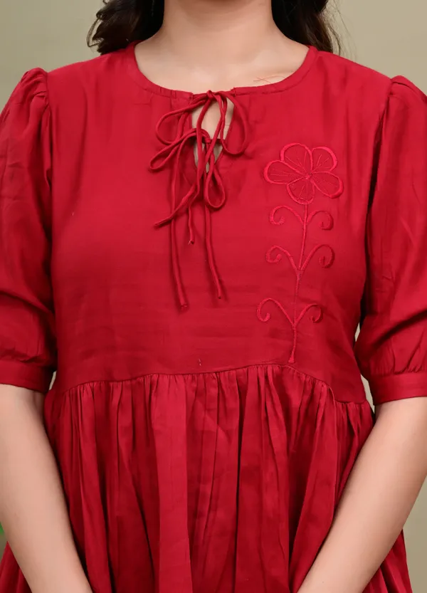 Red_Puff_Sleeve_Peplum_Top_for_Women