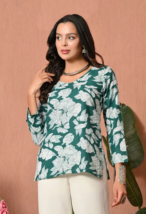 Green_Floral_Print_Straight_Kurti_for_Women